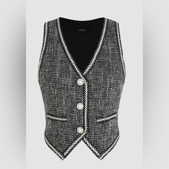 Cider Tops - NWT Cider Monochrome Tweed Vest with Buttons
